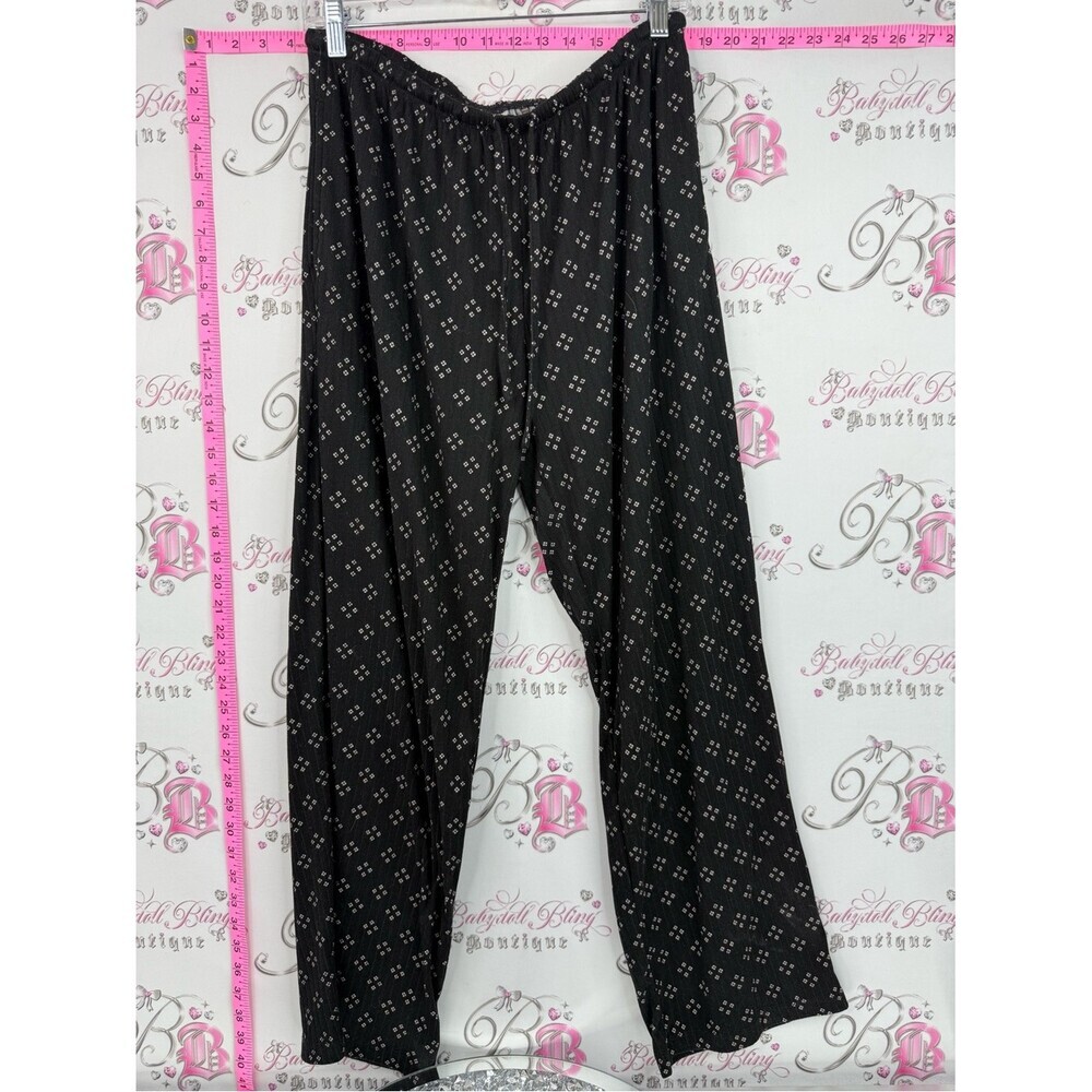 Flora Nikrooz pants Black Wide-Leg Lounge Pants with White Dot Diamond Print